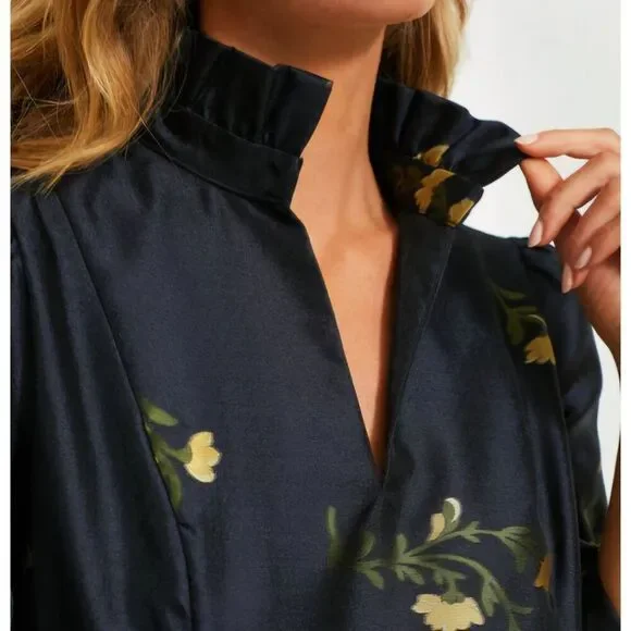 NWT - Tuckernuck - XS - Navy Jasmine Vine Jacquard Formal Palmerston Dress $228 - Picture 4 of 13